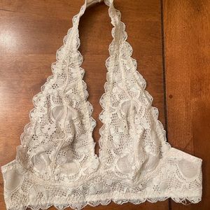Free people cream lace halter bralette